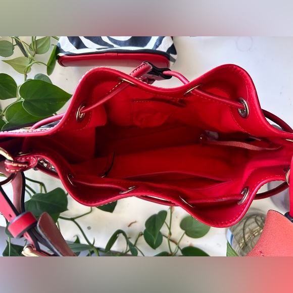 NWT Dooney & Burke Zebra Leather Drawstring Bag & Coin Purse - Picture 6 of 8